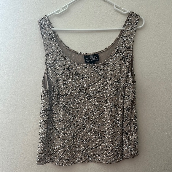 Alex Evenings Gray and White Sequin Sleeveless Tank Top - Picture 1 of 3